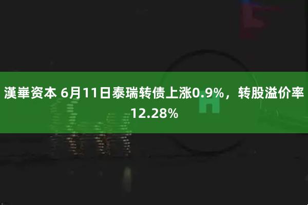 漢崋资本 6月11日泰瑞转债上涨0.9%，转股溢价率12.28%